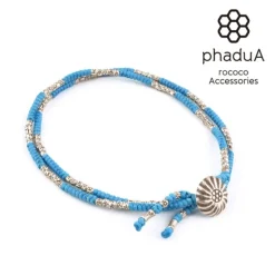 PHADUA Anklets^/ Two-strand anklet with waxed cord and silver concho