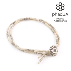 PHADUA Anklets^/ Two-strand anklet with waxed cord and silver concho