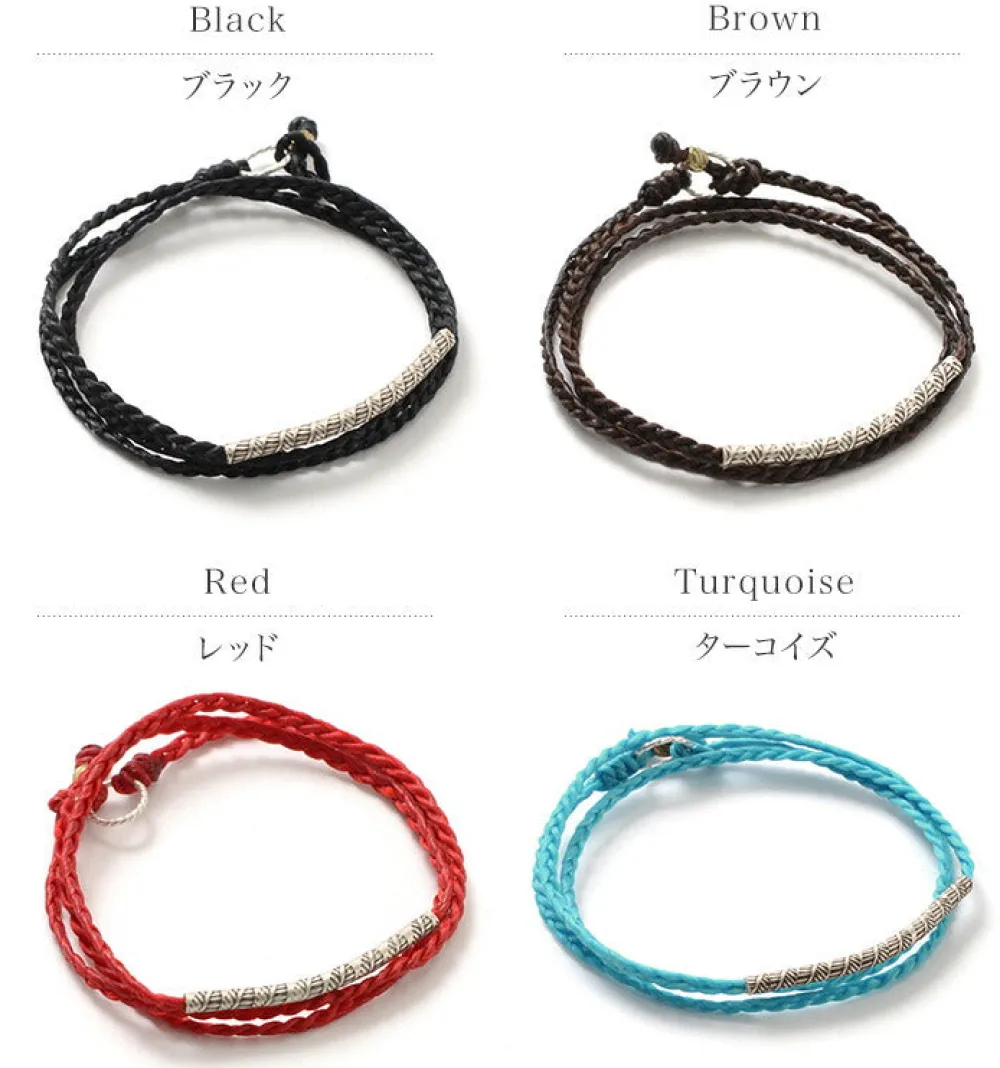PHADUA Anklets^/ Wax Cord Karen Silver Tube Anklet / Bracelet / Necklace