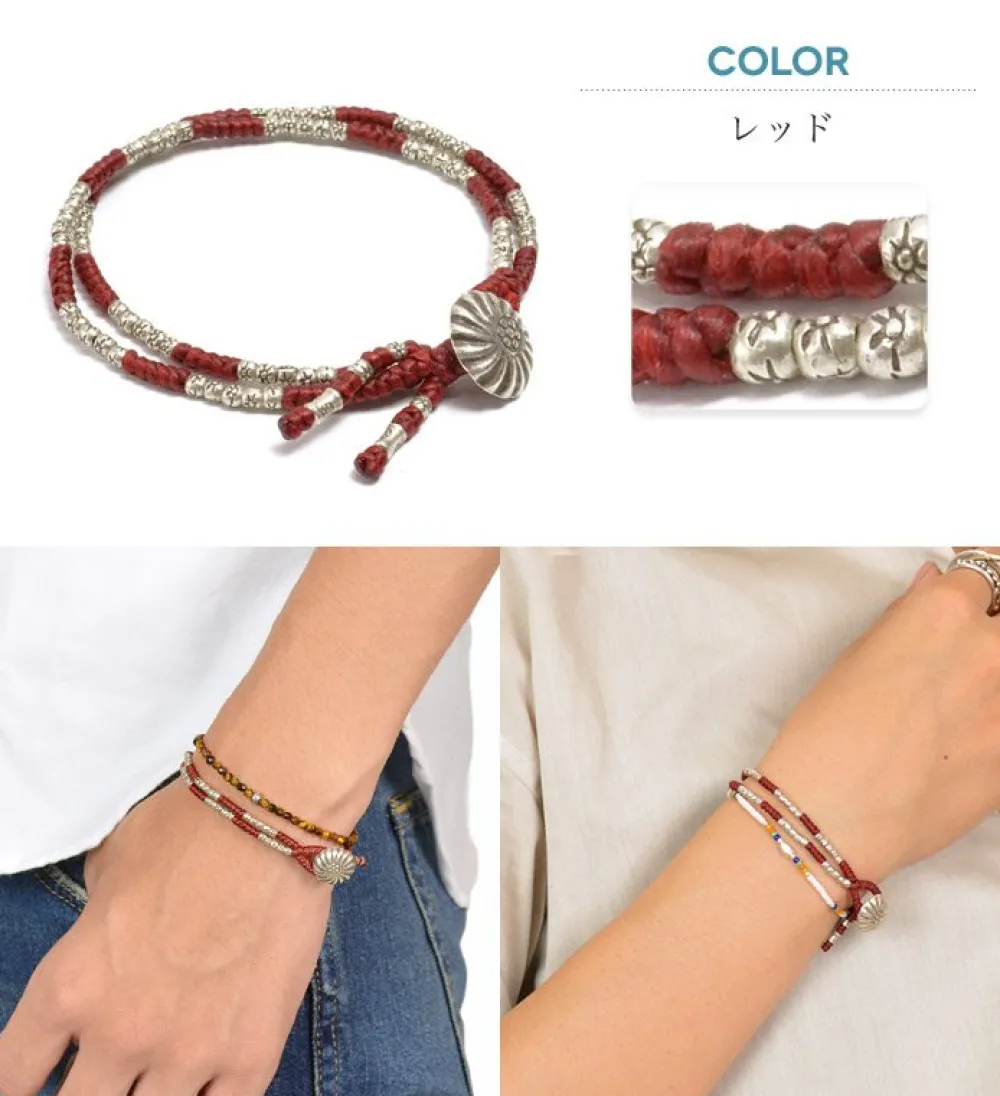 PHADUA Bracelets^/ Wax Cord Silver Concho Double-Strand Bracelet