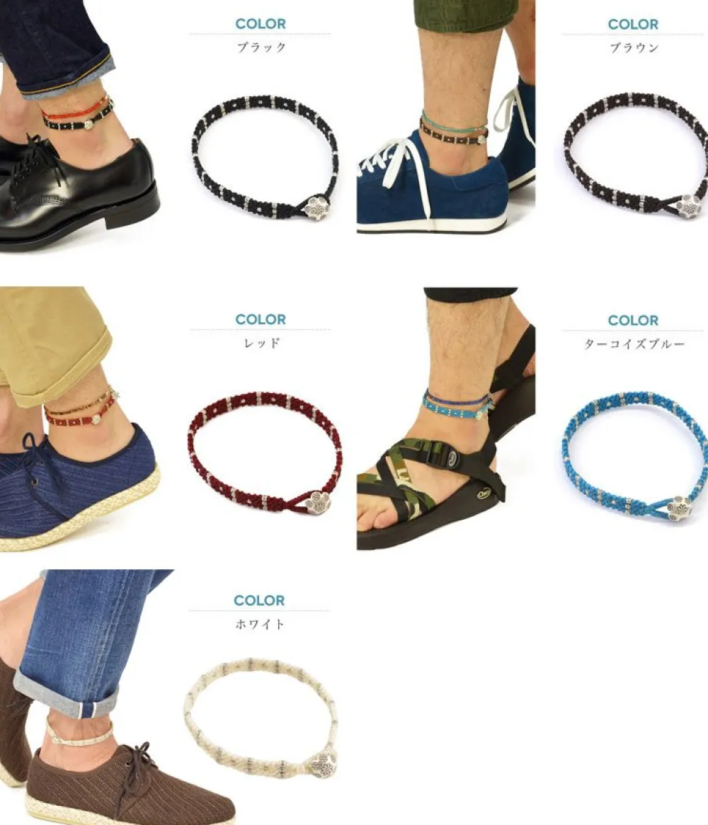 PHADUA Anklets^/ Wax Cord Silver Triple Anklet