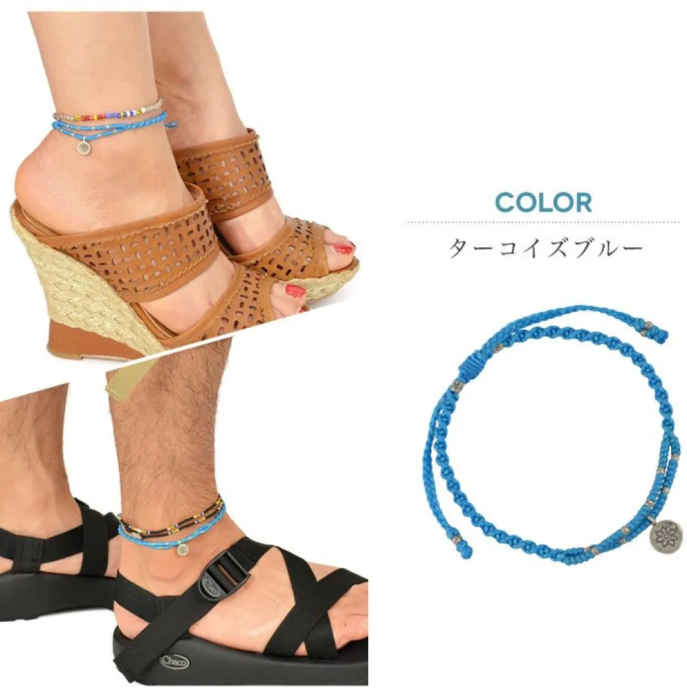 PHADUA Anklets^/ Waxed Cord Anklet with Silver Two-Strand Top