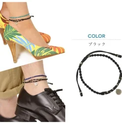 PHADUA Anklets^/ Waxed Cord Anklet with Silver Two-Strand Top
