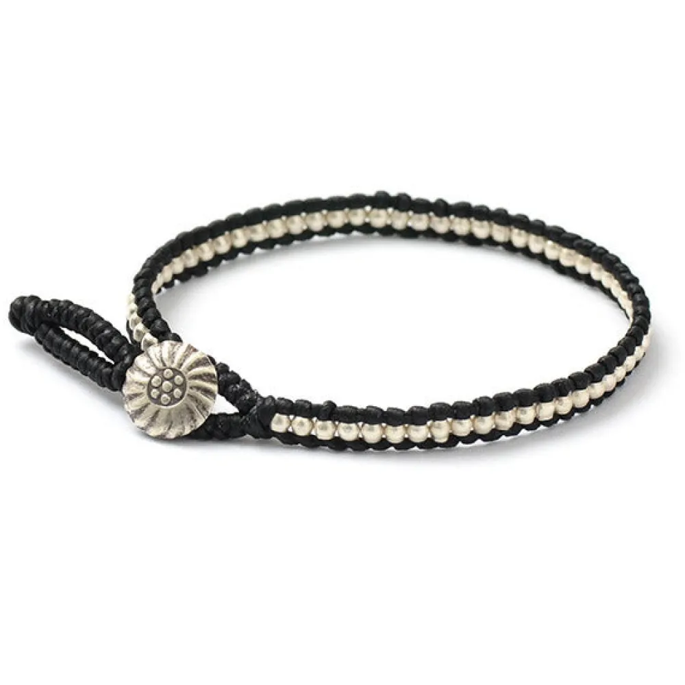 PHADUA Anklets^/ Waxed cord silver single strand concho bracelet