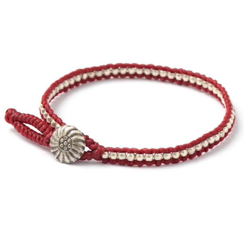 PHADUA Anklets^/ Waxed cord silver single strand concho bracelet