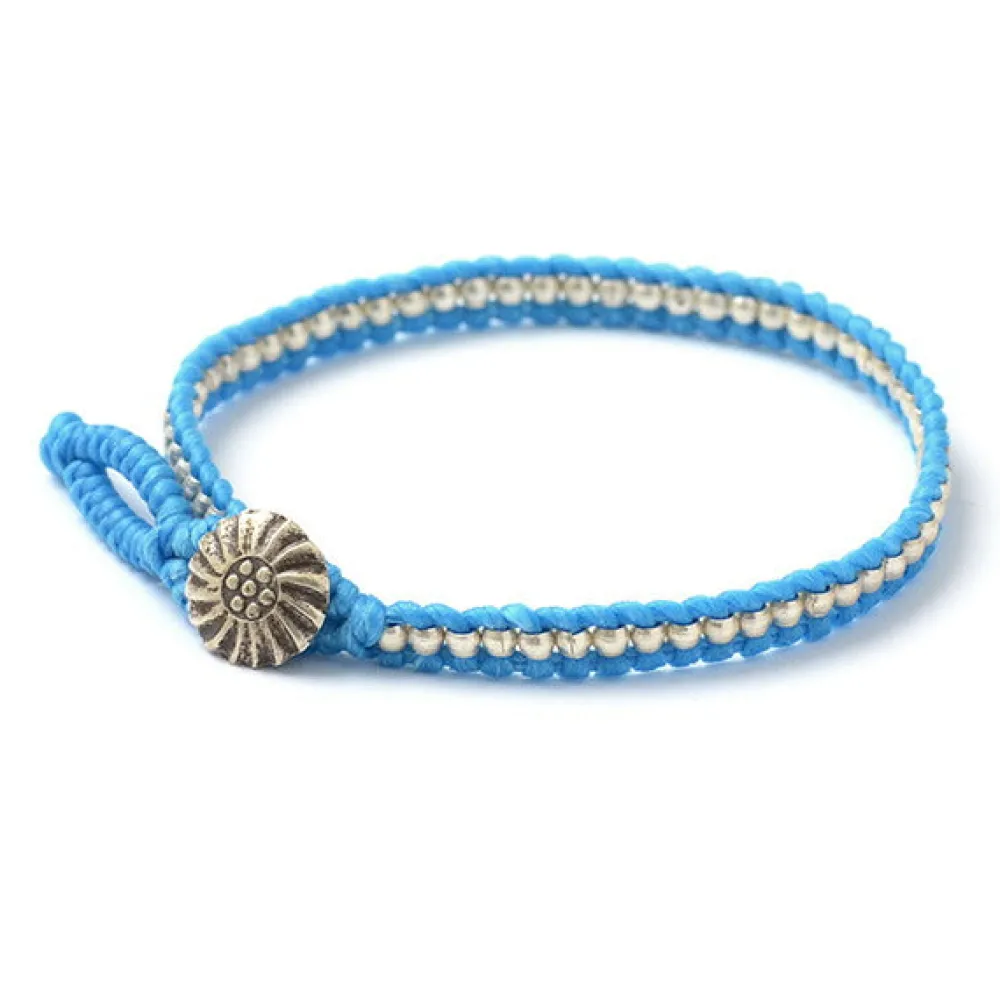PHADUA Anklets^/ Waxed cord silver single strand concho bracelet