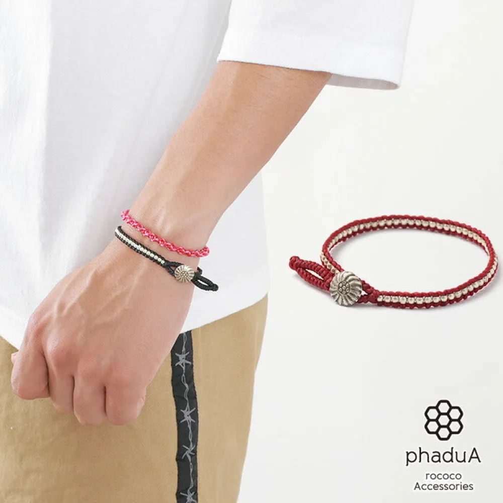 PHADUA Anklets^/ Waxed cord silver single strand concho bracelet