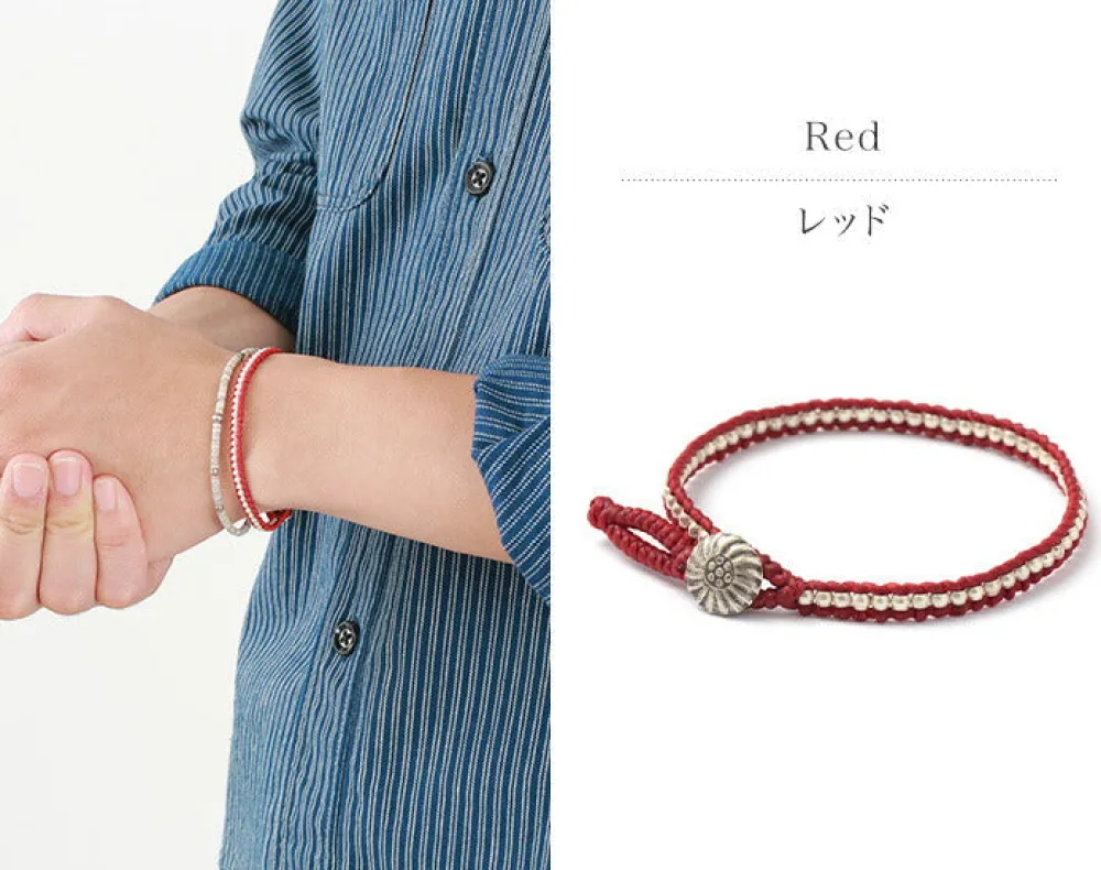 PHADUA Anklets^/ Waxed cord silver single strand concho bracelet