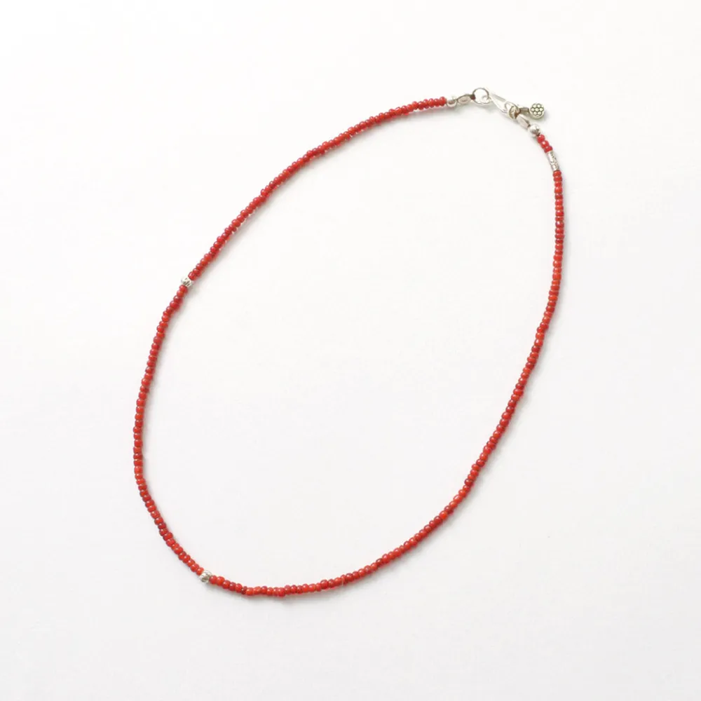 PHADUA Anklets^/ White Heart Antique Beads Necklace red