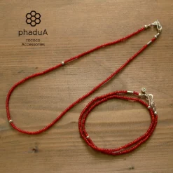 PHADUA Anklets^/ White Heart Antique Beads Necklace red