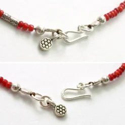 PHADUA Anklets^/ White Heart Antique Beads Necklace red