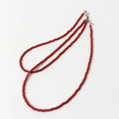 phaduA Anklets^/ White Heart Antique Glass Bead Necklace red
