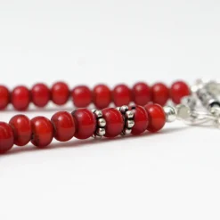 phaduA Anklets^/ White Heart Antique Glass Bead Necklace red
