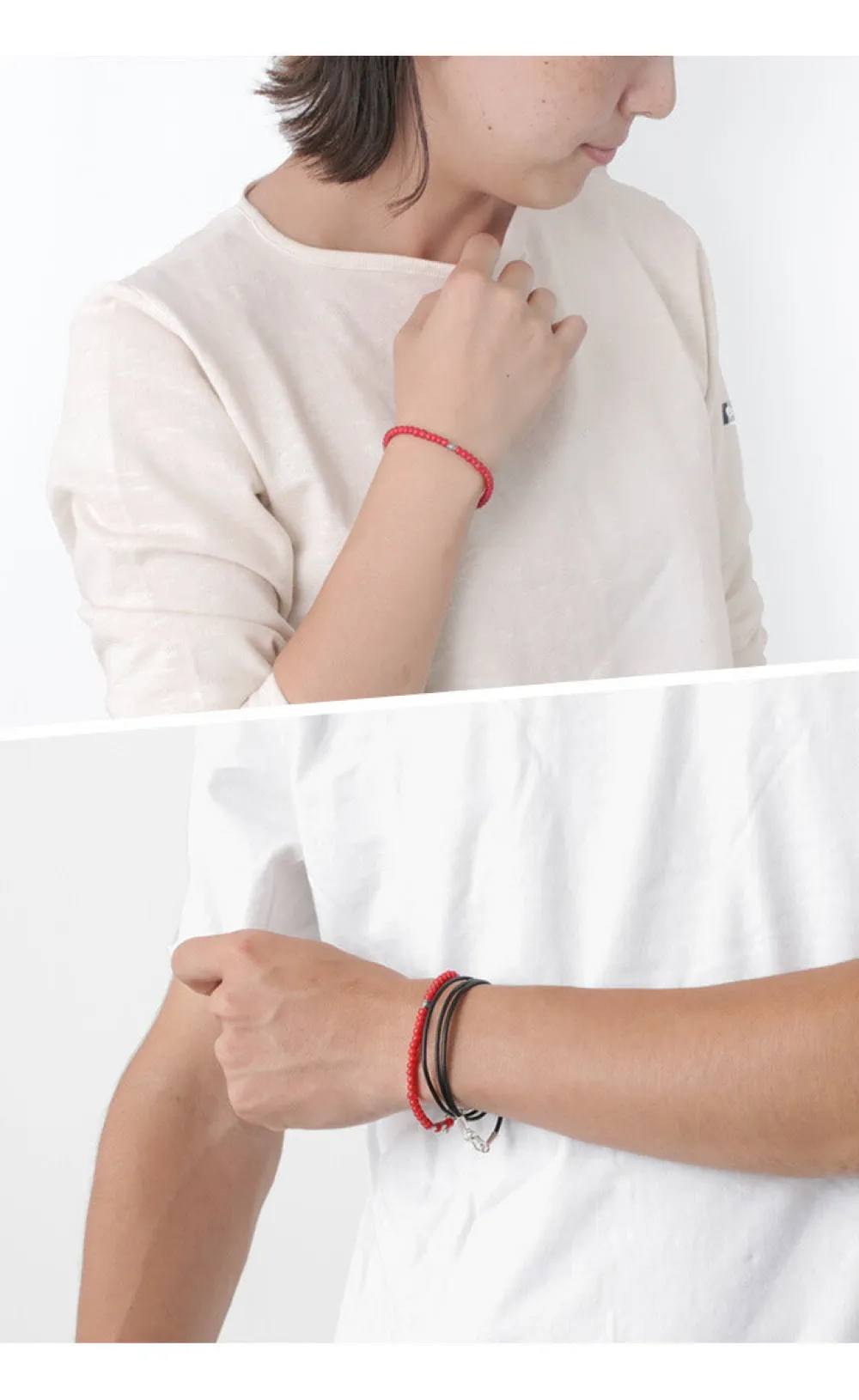 PHADUA Anklets^/ White Heart Bead Bracelet red