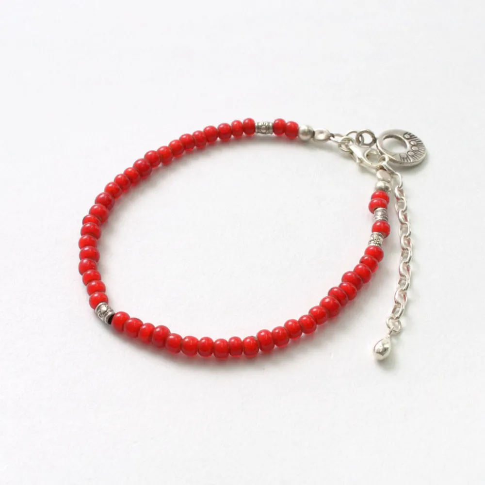 PHADUA Anklets^/ White Heart Beaded Anklet red
