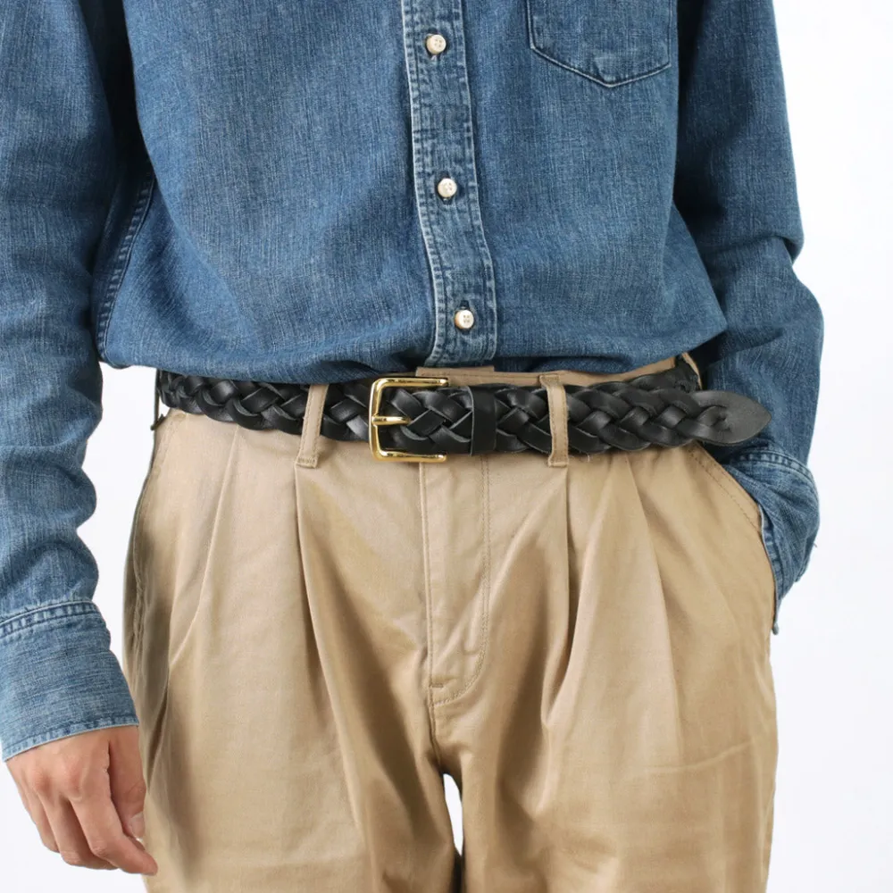 PITTI PELLE Belts^/ Mesh Leather Belt 35mm width 4mm thick