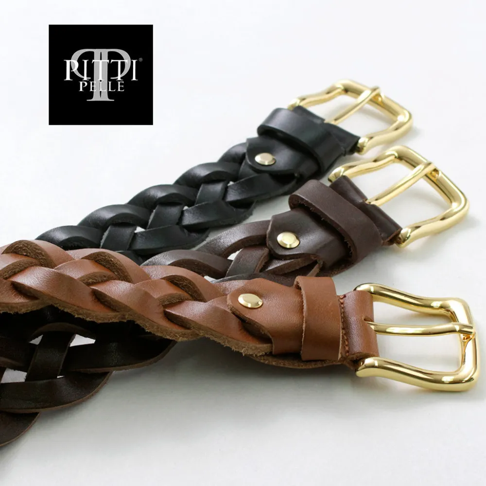 PITTI PELLE Belts^/ Mesh Leather Belt 35mm width 4mm thick