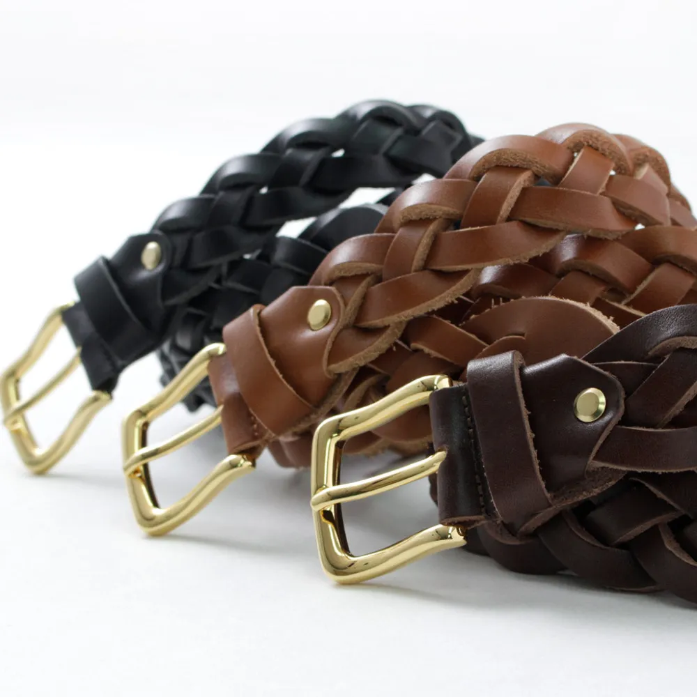 PITTI PELLE Belts^/ Mesh Leather Belt 35mm width 4mm thick