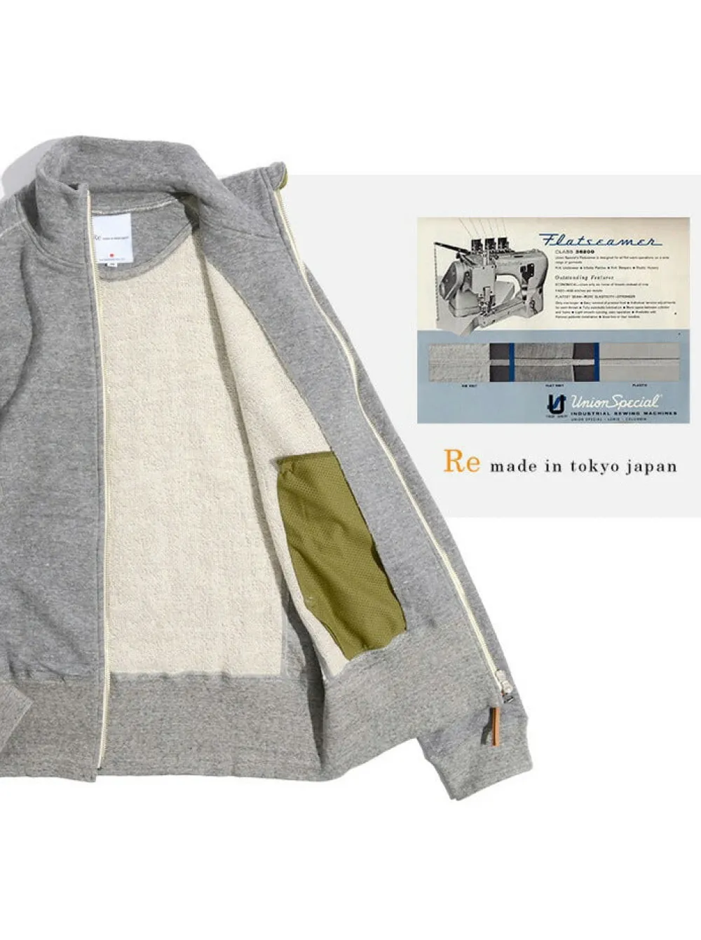 RE MADE IN TOKYO JAPAN Sweatshirts^/ Classic sweatshirt stand-up collar blouson