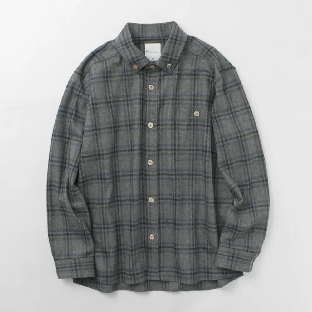 RE MADE IN TOKYO JAPAN Shirts^/ Craft Wool Check CPO Button Down Shirt