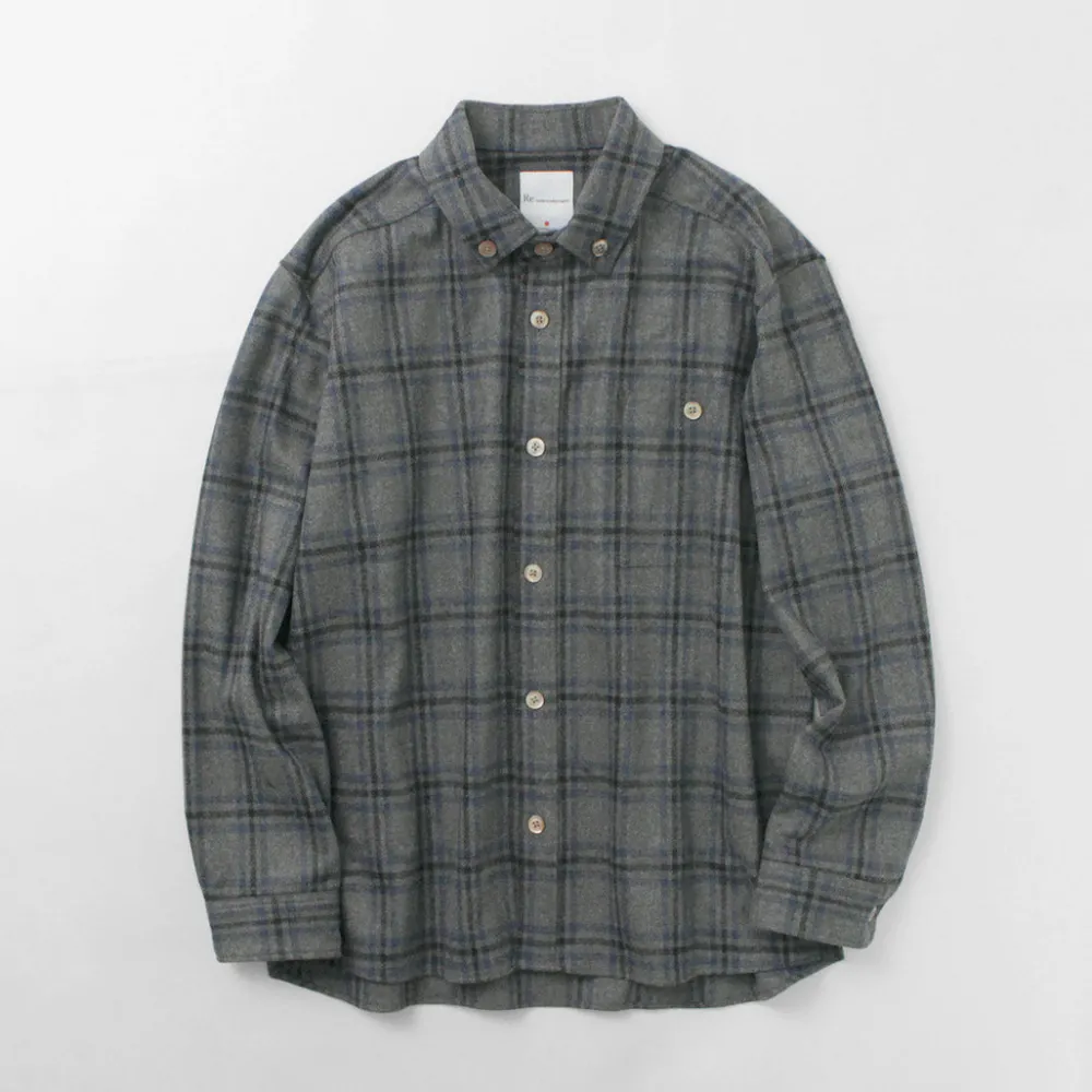 RE MADE IN TOKYO JAPAN Shirts^/ Craft Wool Check CPO Button Down Shirt