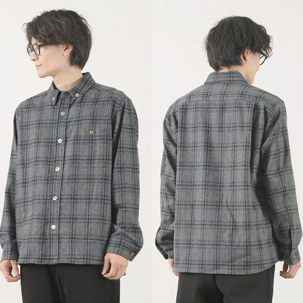 RE MADE IN TOKYO JAPAN Shirts^/ Craft Wool Check CPO Button Down Shirt