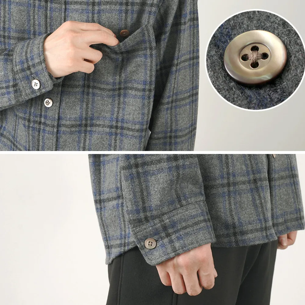 RE MADE IN TOKYO JAPAN Shirts^/ Craft Wool Check CPO Button Down Shirt