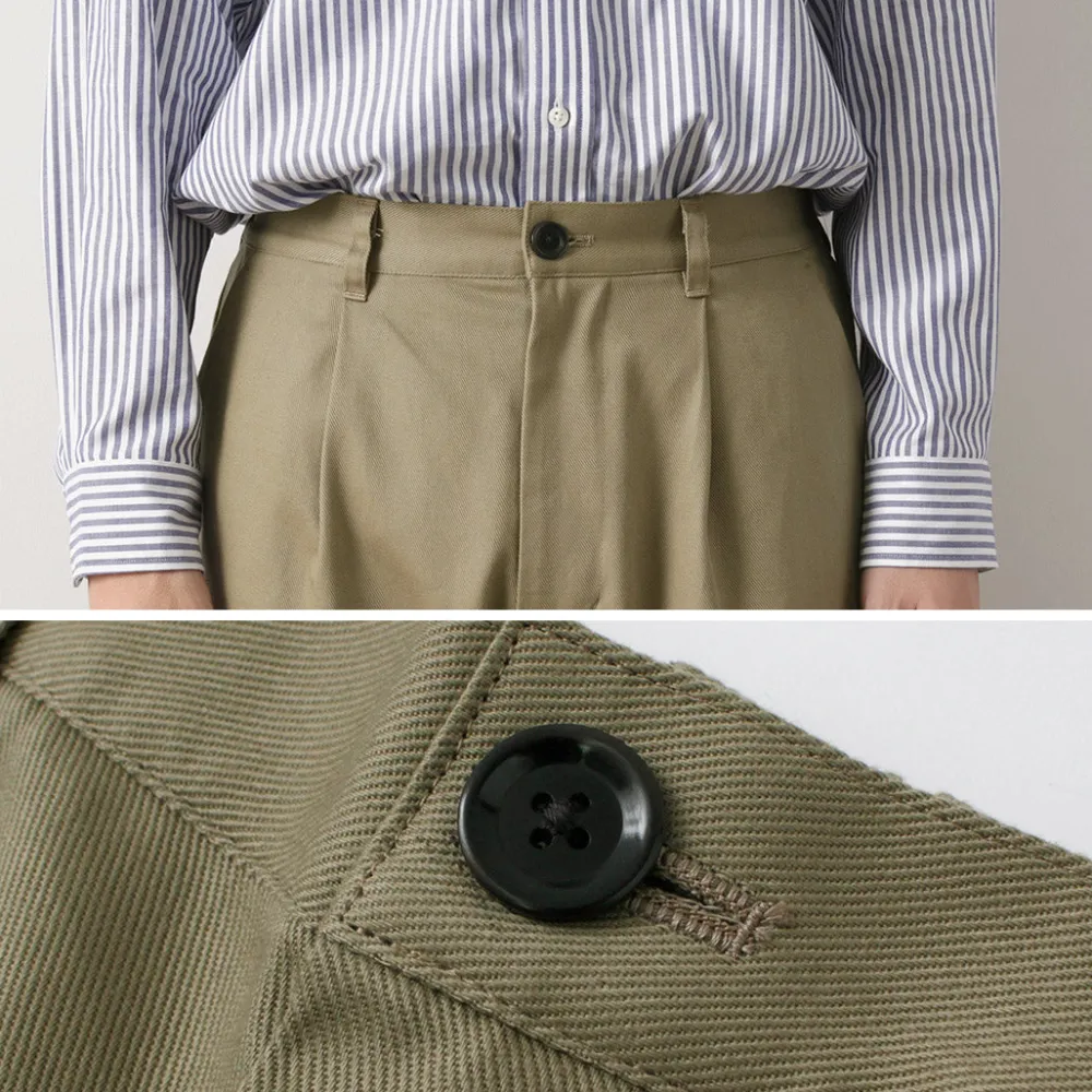 RE MADE IN TOKYO JAPAN Work Pants & Chinos^/ Cotton hard twill tuck wide pants