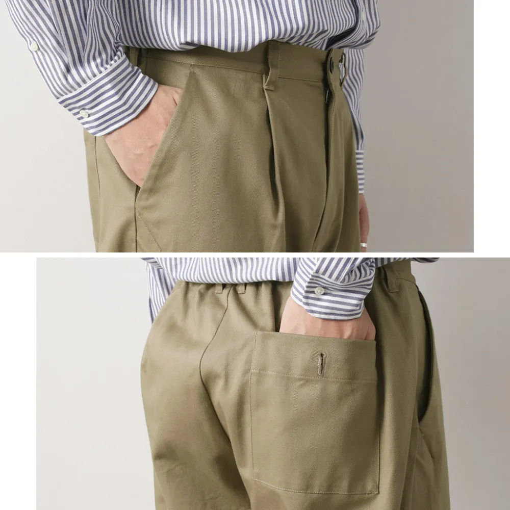 RE MADE IN TOKYO JAPAN Work Pants & Chinos^/ Cotton hard twill tuck wide pants