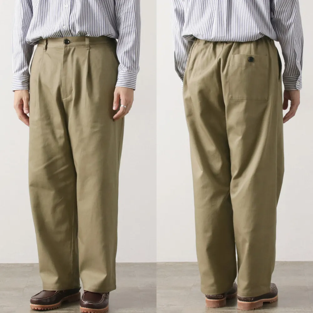 RE MADE IN TOKYO JAPAN Work Pants & Chinos^/ Cotton hard twill tuck wide pants