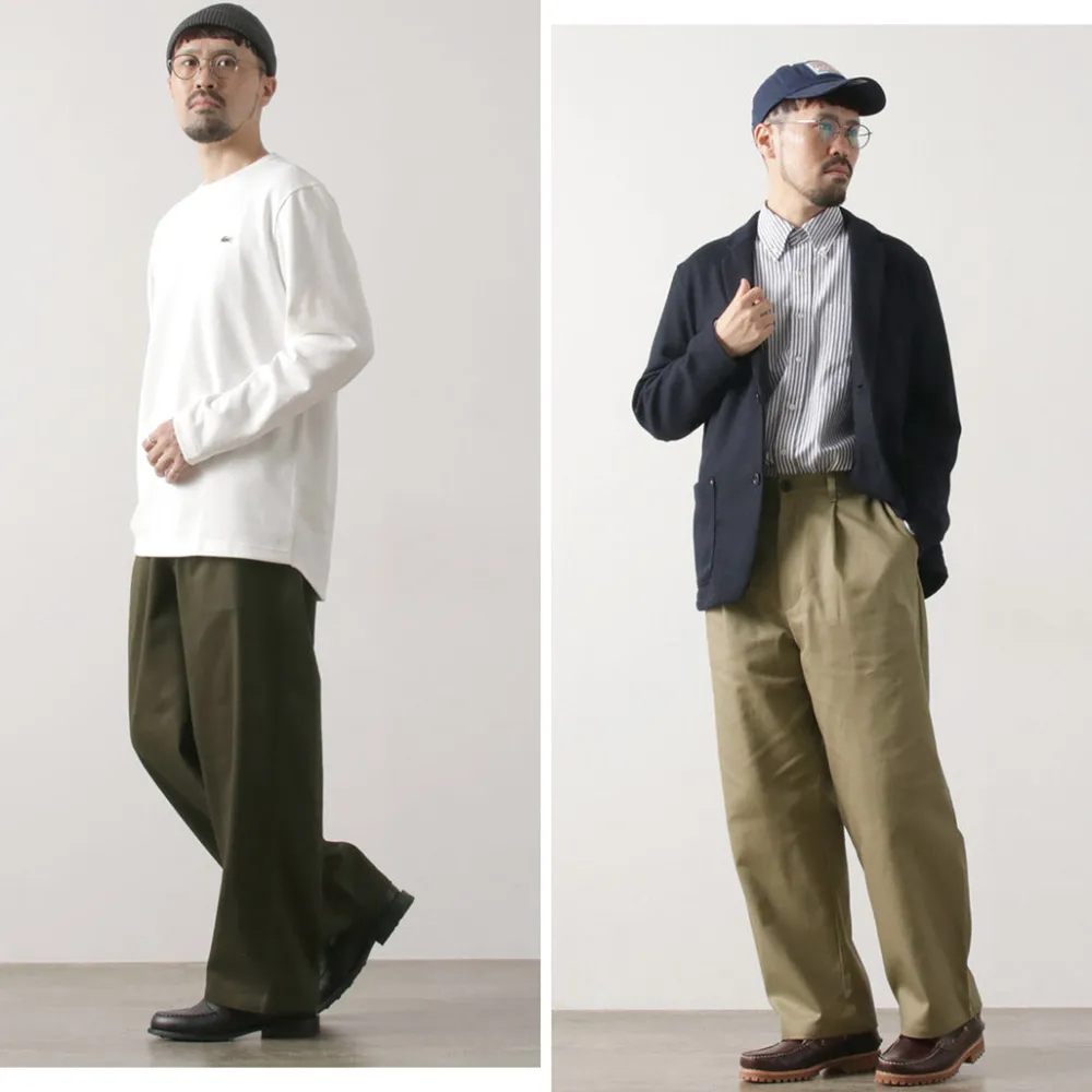 RE MADE IN TOKYO JAPAN Work Pants & Chinos^/ Cotton hard twill tuck wide pants