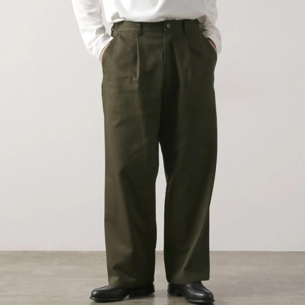 RE MADE IN TOKYO JAPAN Work Pants & Chinos^/ Cotton hard twill tuck wide pants