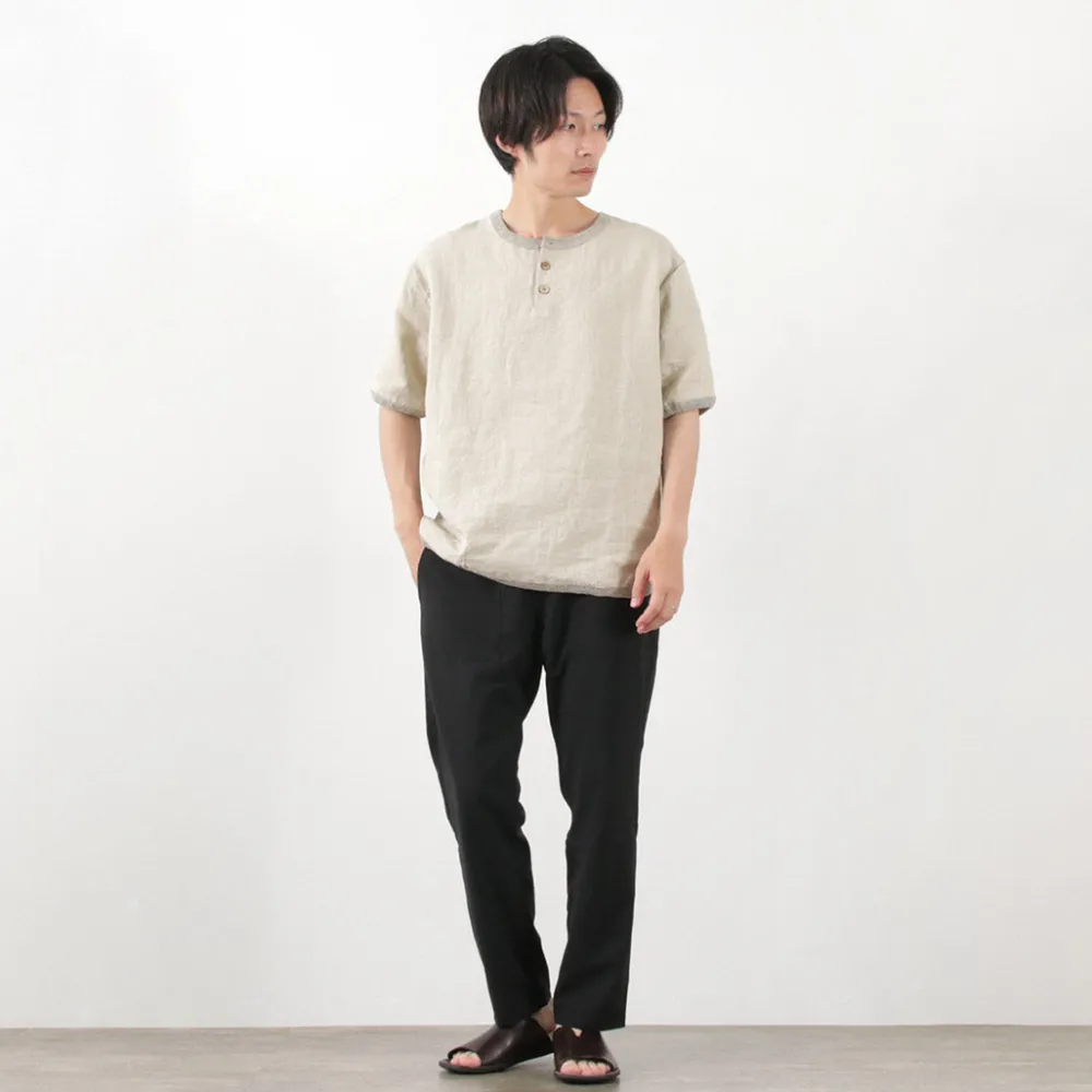 RE MADE IN TOKYO JAPAN T-Shirts^/ French Linen Henley Neck T-Shirt