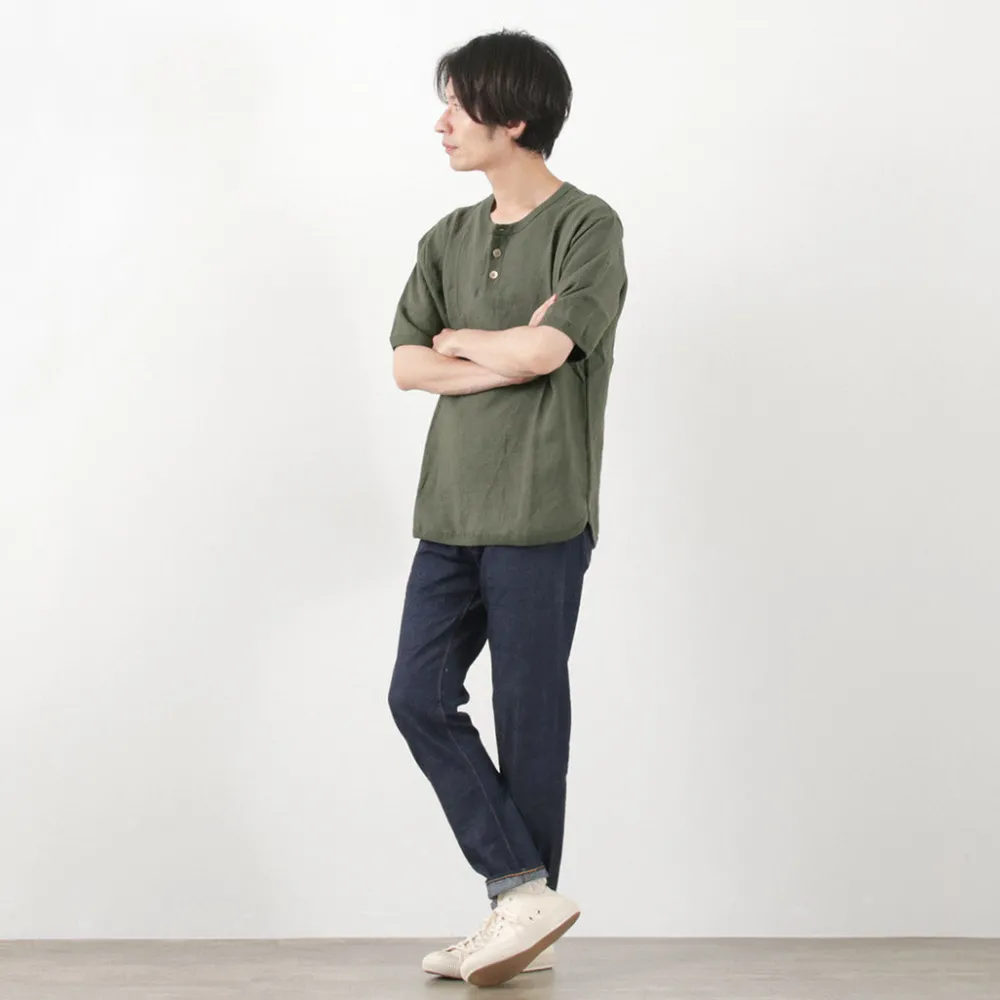 RE MADE IN TOKYO JAPAN T-Shirts^/ French Linen Henley Neck T-Shirt