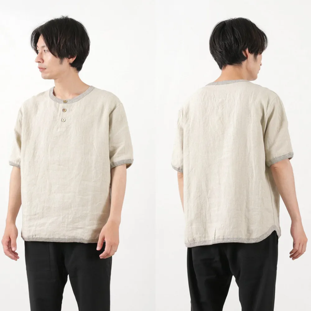 RE MADE IN TOKYO JAPAN T-Shirts^/ French Linen Henley Neck T-Shirt