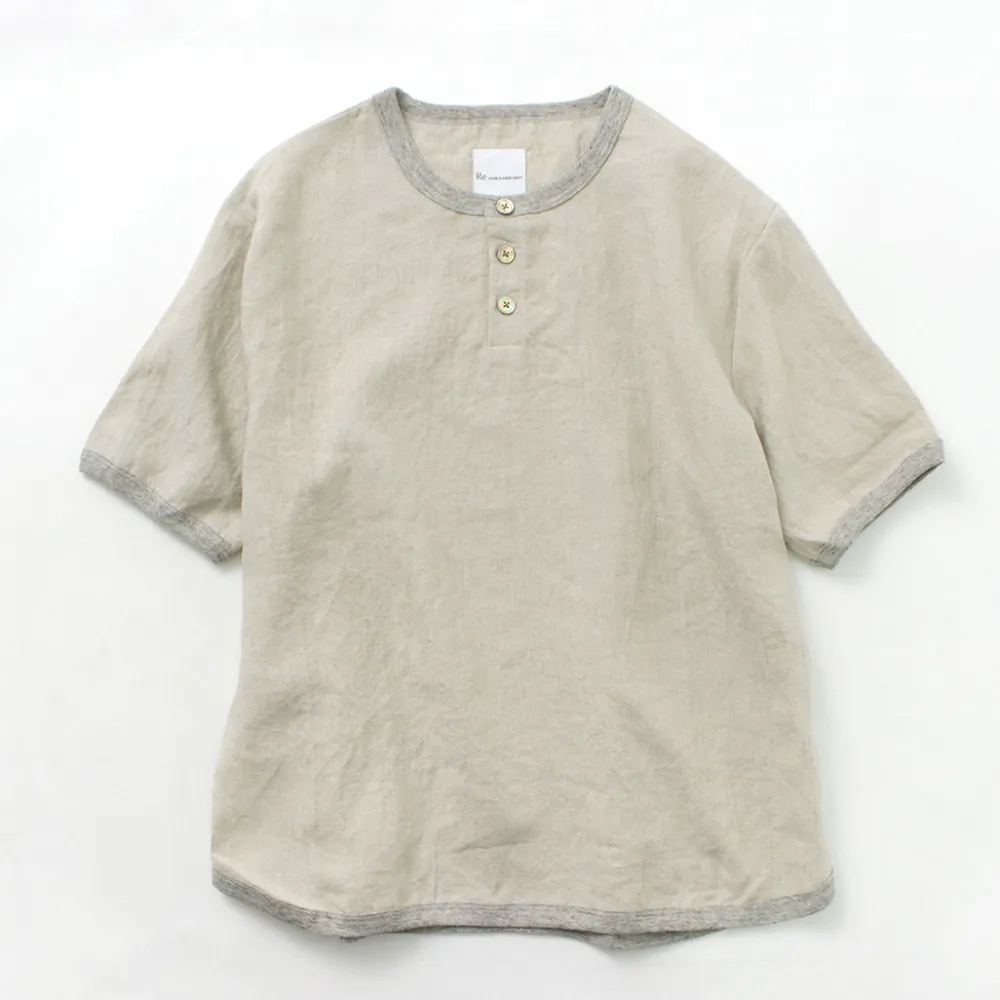 RE MADE IN TOKYO JAPAN T-Shirts^/ French Linen Henley Neck T-Shirt