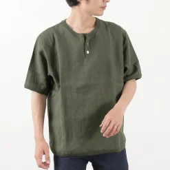 RE MADE IN TOKYO JAPAN T-Shirts^/ French Linen Henley Neck T-Shirt