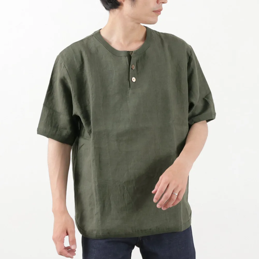RE MADE IN TOKYO JAPAN T-Shirts^/ French Linen Henley Neck T-Shirt
