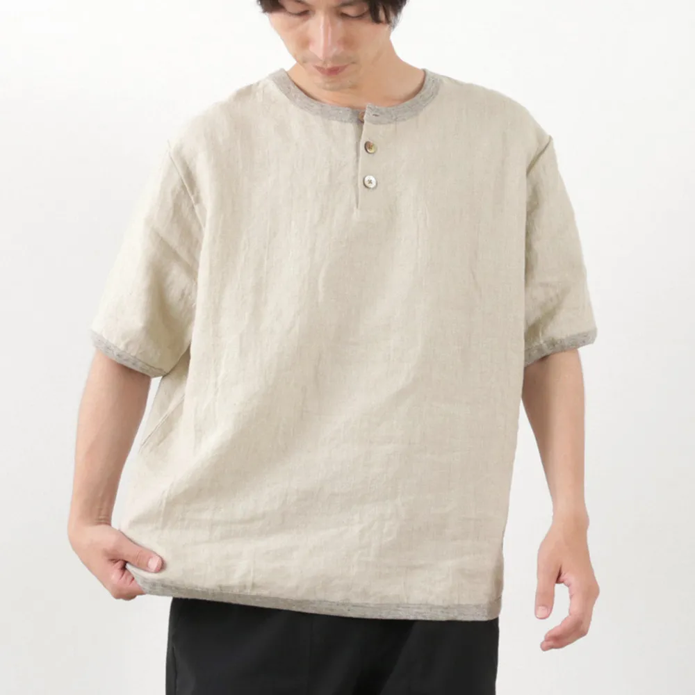 RE MADE IN TOKYO JAPAN T-Shirts^/ French Linen Henley Neck T-Shirt