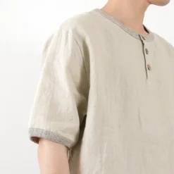 RE MADE IN TOKYO JAPAN T-Shirts^/ French Linen Henley Neck T-Shirt