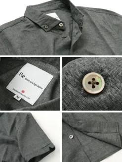 RE MADE IN TOKYO JAPAN Shirts^/ Linen Canvas Button Down Shirt / Short Sleeve