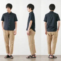 RE MADE IN TOKYO JAPAN Shirts^/ Linen Canvas Button Down Shirt / Short Sleeve