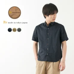 RE MADE IN TOKYO JAPAN Shirts^/ Linen Canvas Button Down Shirt / Short Sleeve
