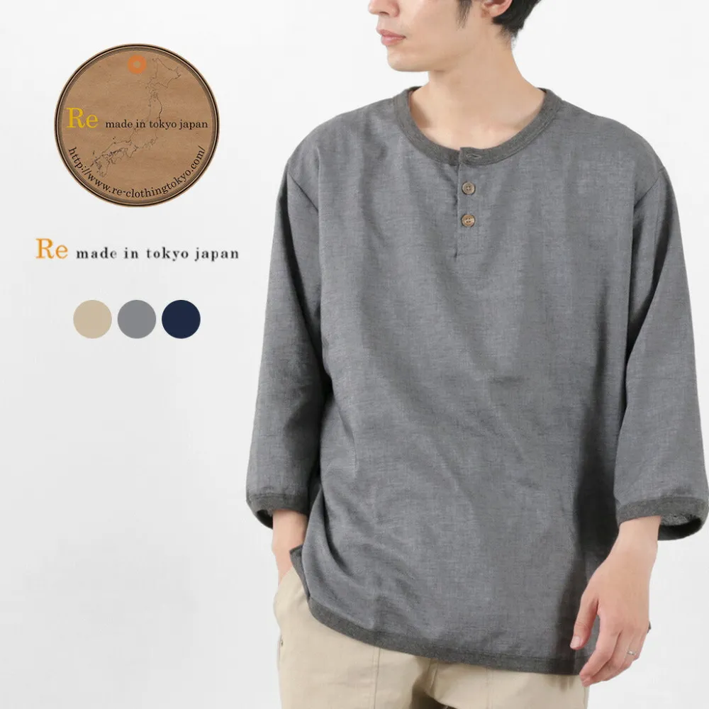 RE MADE IN TOKYO JAPAN T-Shirts^/ Linen Canvas Henry Neck T-Shirt