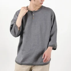 RE MADE IN TOKYO JAPAN T-Shirts^/ Linen Canvas Henry Neck T-Shirt