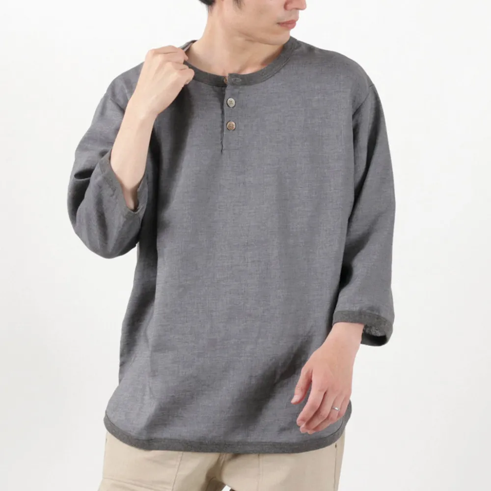 RE MADE IN TOKYO JAPAN T-Shirts^/ Linen Canvas Henry Neck T-Shirt