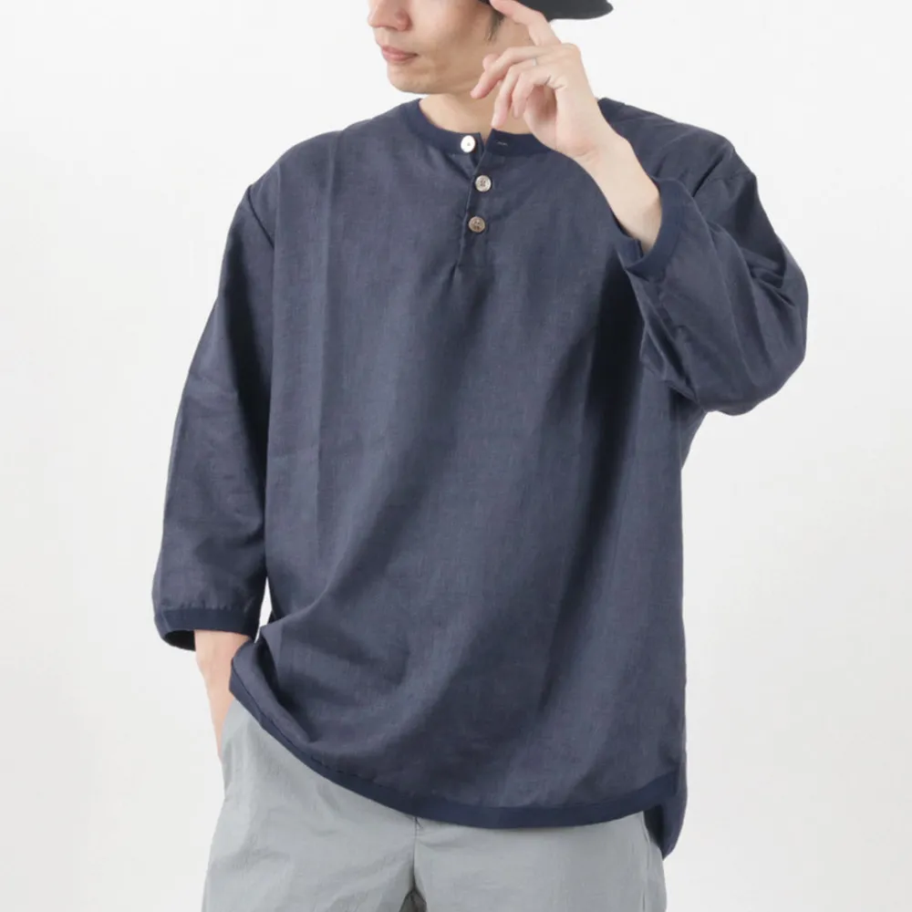 RE MADE IN TOKYO JAPAN T-Shirts^/ Linen Canvas Henry Neck T-Shirt