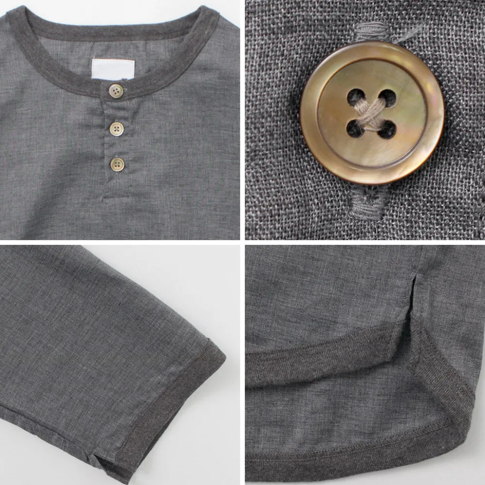 RE MADE IN TOKYO JAPAN T-Shirts^/ Linen Canvas Henry Neck T-Shirt