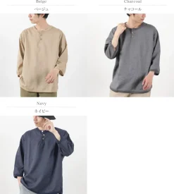 RE MADE IN TOKYO JAPAN T-Shirts^/ Linen Canvas Henry Neck T-Shirt