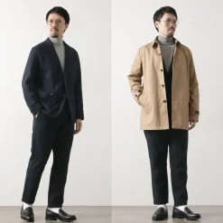 RE MADE IN TOKYO JAPAN Trousers^/ Super 140 Wool Melton Easy Slacks navy